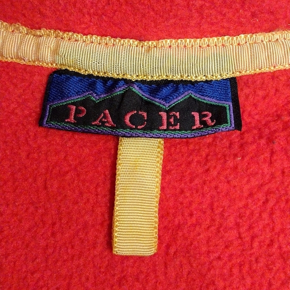 90's PACER UNISEX Oversized Fleece Pullover, Size M, Red/Violet/Orange VTG - Picture 7 of 9
